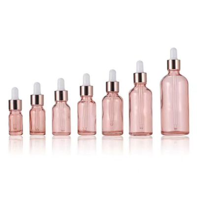 Butelka z różowego szkła z zakraplaczem do olejków eterycznych 10ml-100ml
