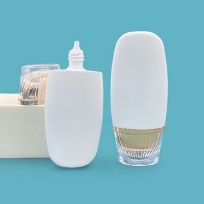 50ml Owalna złota butelka z kremem przeciwsłonecznym - Kosmetyczna butelka plastikowa do pielęgnacji skóry