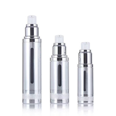 Aluminiowa butelka bez powietrza 50 ml srebrnego złota z różnymi pompami do kosmetyków