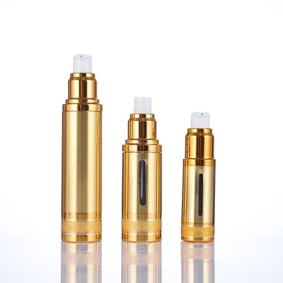 Aluminiowa butelka bez powietrza 50 ml srebrnego złota z różnymi pompami do kosmetyków