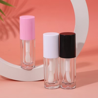 Biały, Czarny, Różowy Plastic Lip Glaze Tube With Brush, Customizable Logo