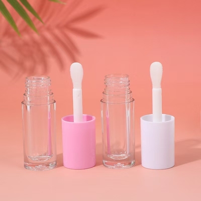 Biały, Czarny, Różowy Plastic Lip Glaze Tube With Brush, Customizable Logo