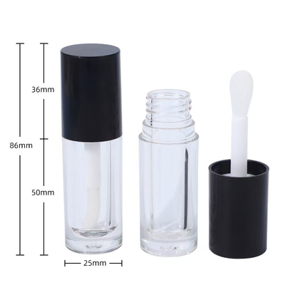 Biały, Czarny, Różowy Plastic Lip Glaze Tube With Brush, Customizable Logo