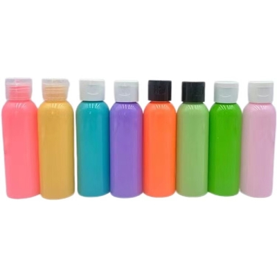50 ml butelki z tworzyw sztucznych PET z wielobarwną czapką śrubkową do płynu