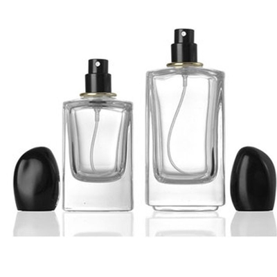 Pudełko z perfumami z szkła kwadratowego o pojemności 50 ml, pojemności 100 ml i charakterystycznej, nieregularnej kształcie pokrywki