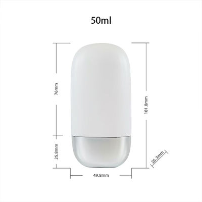 Hurtowa plastikowa butelka na krem przeciwsłoneczny PP z srebrną podwójną nakrętką w rozmiarach 30g i 50g